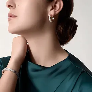 Cartier Серьги Love hoop earrings, medium model, paved, White Gold - фото 2