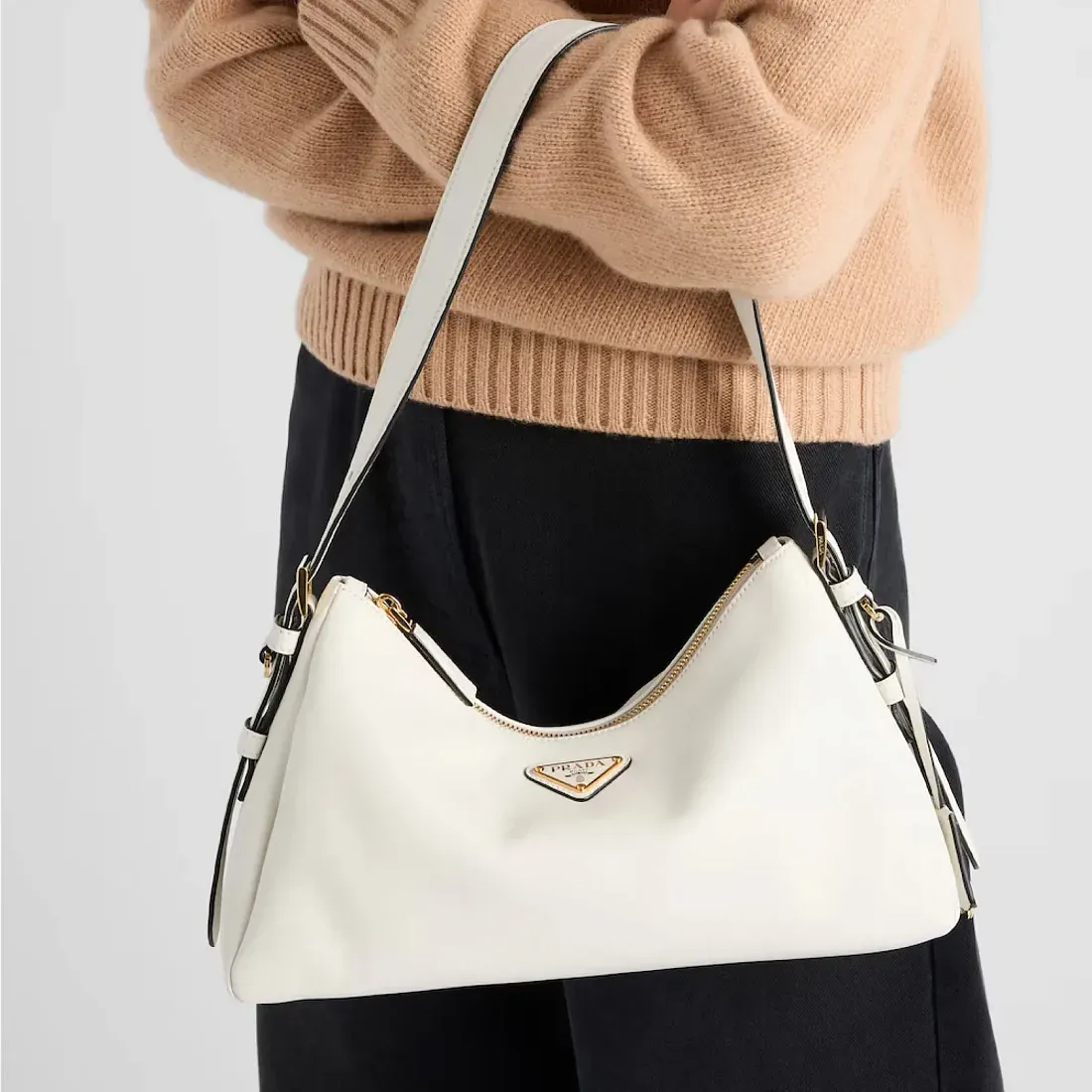 Prada Сумка на плечо Aimee Medium из кожи White - фото 7