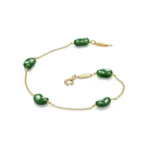 Tiffany & Co. Браслет Bean design bracelet in yellow gold and green nephrite jade - фото 4