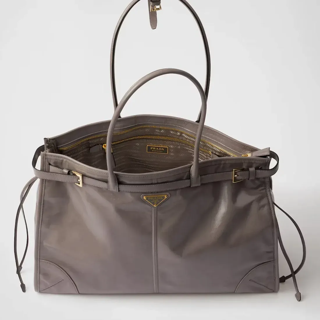 Prada Сумка большого размера из кожи Pewter - фото 4
