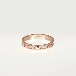 Cartier Кольцо Love маленькая модель c бриллиантовым паве Pink Gold - фото 1
