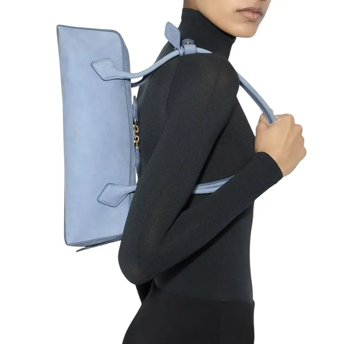Alaïa Сумка LE TECKEL среднего размера из телячьей кожи нубука Sky Blue - фото 2