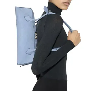 Alaïa Сумка LE TECKEL среднего размера из телячьей кожи нубука Sky Blue - фото 2