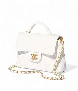 Chanel Маленькая сумка Flap с верхней ручкой White - фото 6
