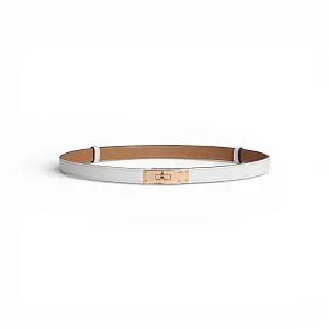 Hermès Ремень Kelly 18 Blanc / Or Rose - фото 1