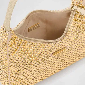 Prada Мини-сумка из сатина с кристаллами Platinum - фото 6