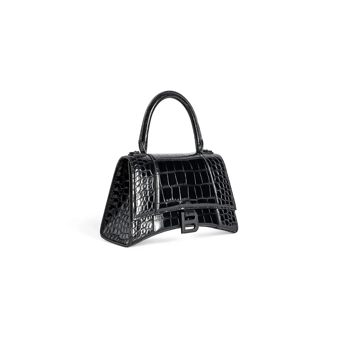 Balenciaga Сумка Hourglass Crocodile Embossed In Black маленького формата - фото 2