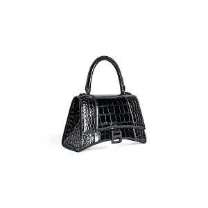 Balenciaga Сумка Hourglass Crocodile Embossed In Black маленького формата - фото 2