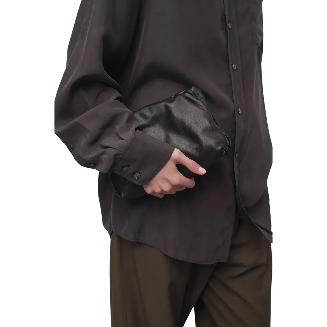 The Row Клатч Bourse Clutch Dark Brown из кожи Dark Brown - фото 2