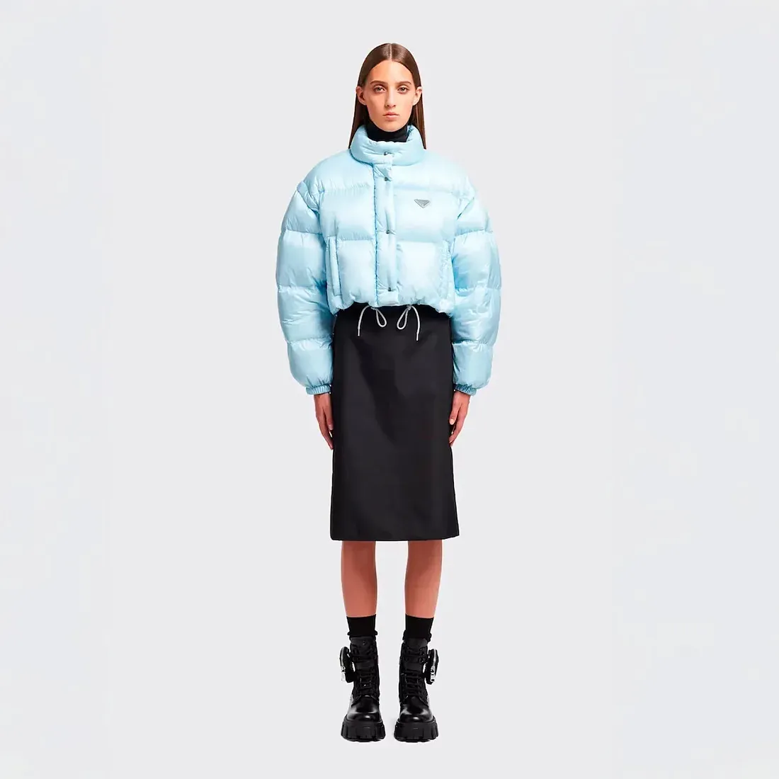 Prada Укороченный пуховик-трансформер из Re-Nylon Sky Blue - фото 2