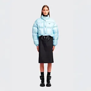 Prada Укороченный пуховик-трансформер из Re-Nylon Sky Blue - фото 2
