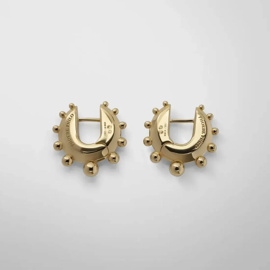 Phoebe Philo Маленькие серьги-кольца с бусинками Gold - фото 3