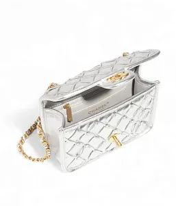 Chanel Мини-сумка Flap Silver - фото 3
