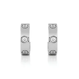 Cartier Серьги Love hoop earrings, classic model, 2 diamonds White Gold - фото 1