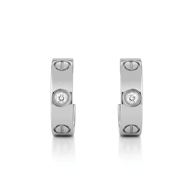 Серьги Love hoop earrings, classic model, 2 diamonds Cartier White Gold - фото 1