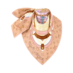 Louis Vuitton Платок-каре Flower And Straps 90 Beige - фото 3