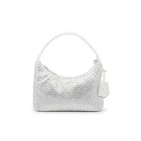Prada Мини-сумка из сатина с кристаллами White - фото 1