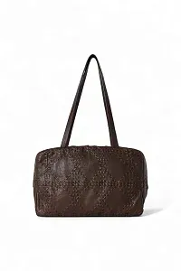 The Row Сумка Astra Bowling Brown из вышитой кожи - фото 1