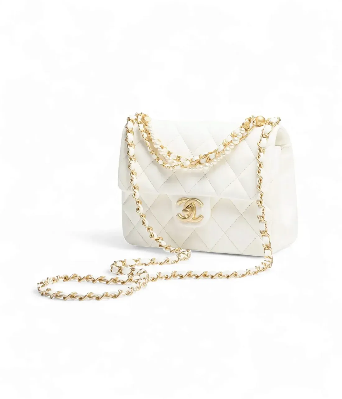Chanel Мини-сумка Flap Ecru - фото 2