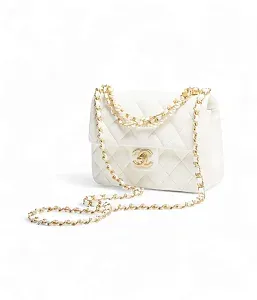 Chanel Мини-сумка Flap Ecru - фото 2