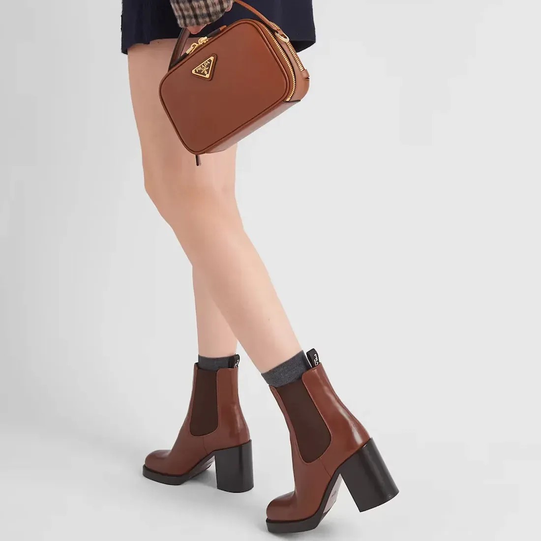 Prada Ботинки из кожи Cognac - фото 2