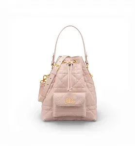 Dior Сумка Bucket Caro Small Powder Pink - фото 1