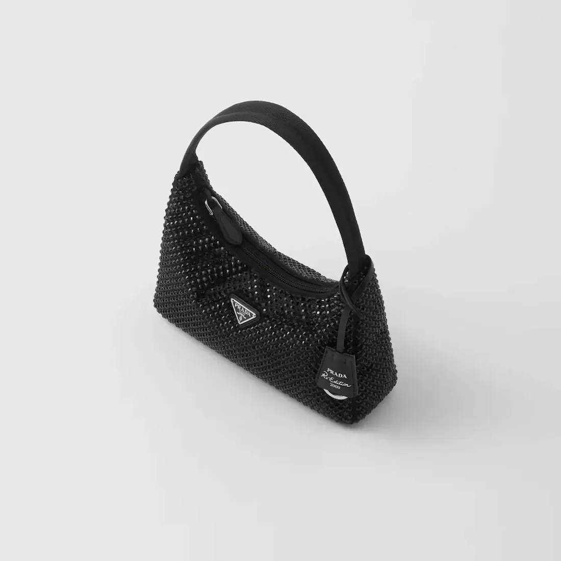 Prada Мини-сумка из сатина с кристаллами Black - фото 2