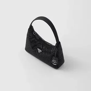 Prada Мини-сумка из сатина с кристаллами Black - фото 2