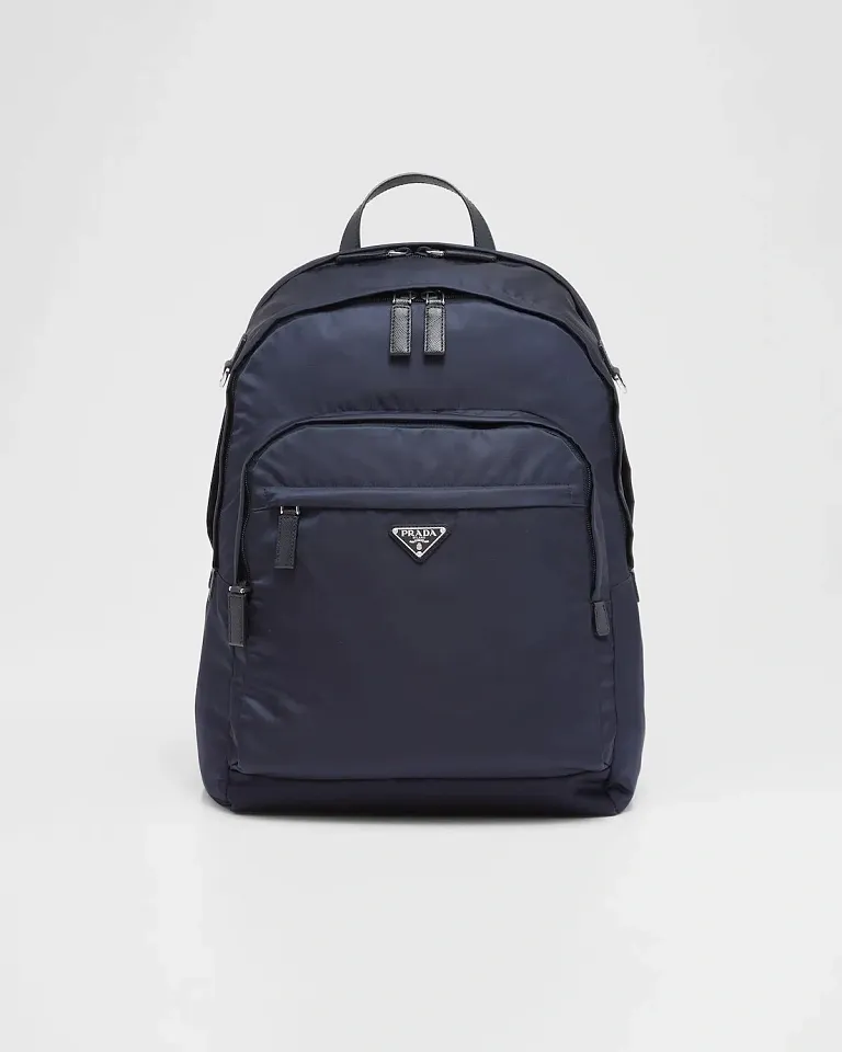 Рюкзак из ре-нейлона и сафьяновой кожи Prada Navy - фото 1