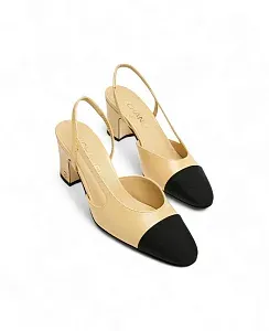 Chanel Кожаные слингбэки Beige/Black - фото 2