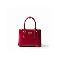 Prada Мини-сумка Galleria из лакированной сафьяновой кожи Cherry Red - фото 1
