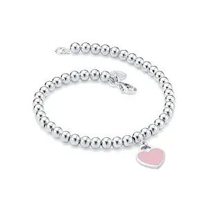 Tiffany & Co. Браслет Blue Heart Plaque Bead Bracelet Pink - фото 3