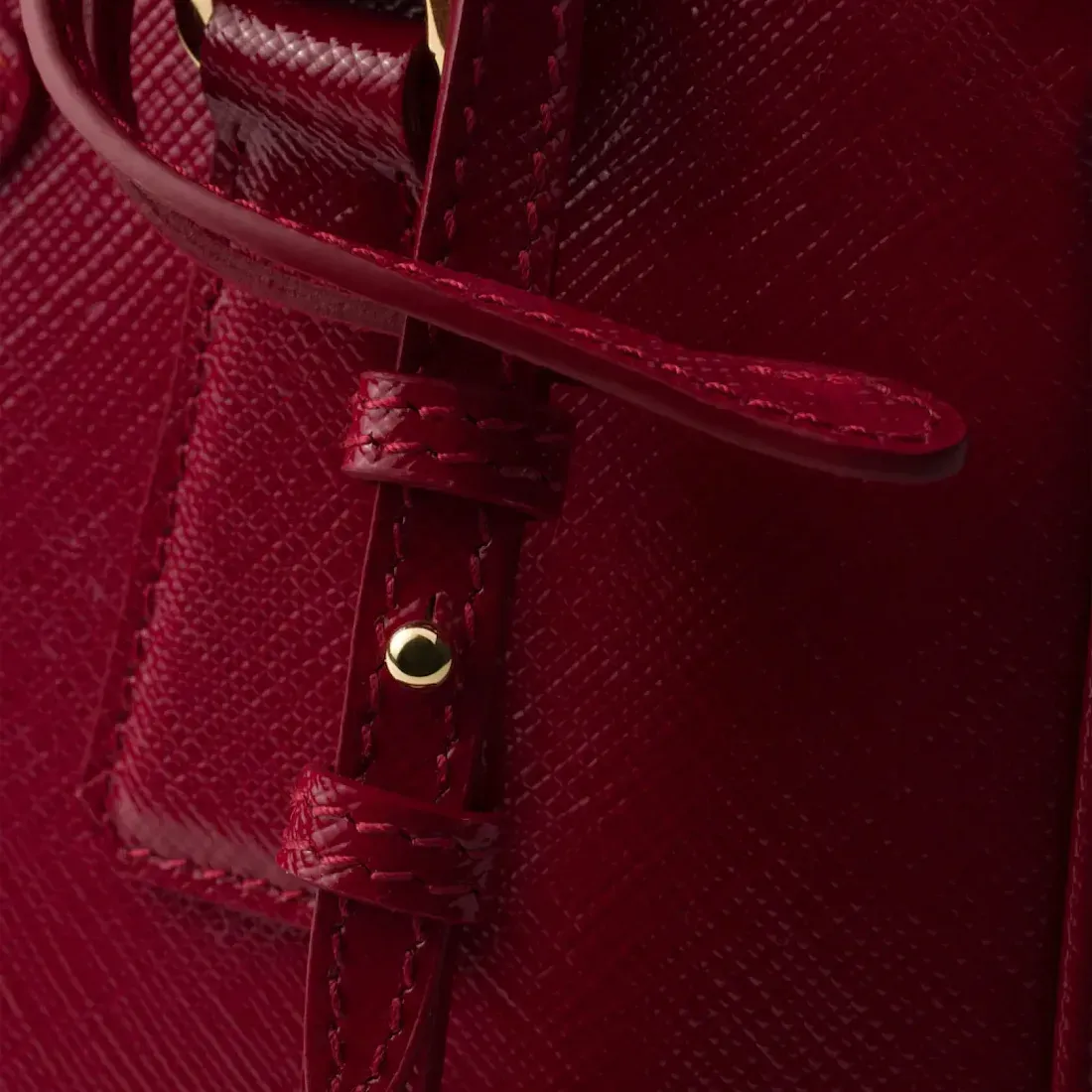 Prada Мини-сумка Galleria из лакированной сафьяновой кожи Cherry Red - фото 6