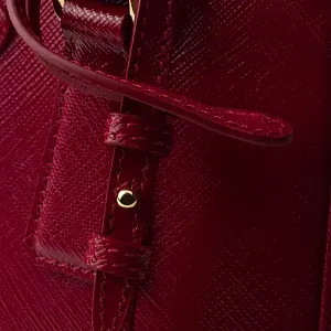 Prada Мини-сумка Galleria из лакированной сафьяновой кожи Cherry Red - фото 6