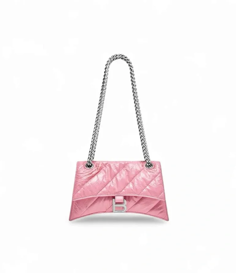 Сумка Crush Chain Quilted in Optic White маленького формата Balenciaga Pink - фото 1