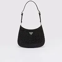 Prada Сумка Cleo из сатина с кристаллами Black - фото 1
