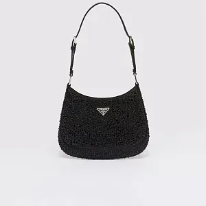 Prada Сумка Cleo из сатина с кристаллами Black - фото 1