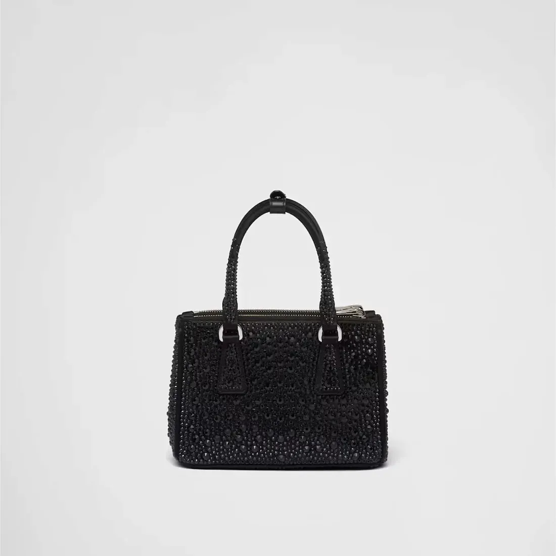 Prada Мини-сумка Galleria из атласа с кристаллами Black - фото 4