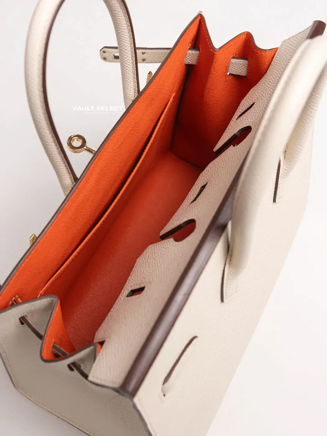 Hermès Сумка Birkin 25 Craie Orange Poppy HSS Epsom Gold Hardware - фото 10