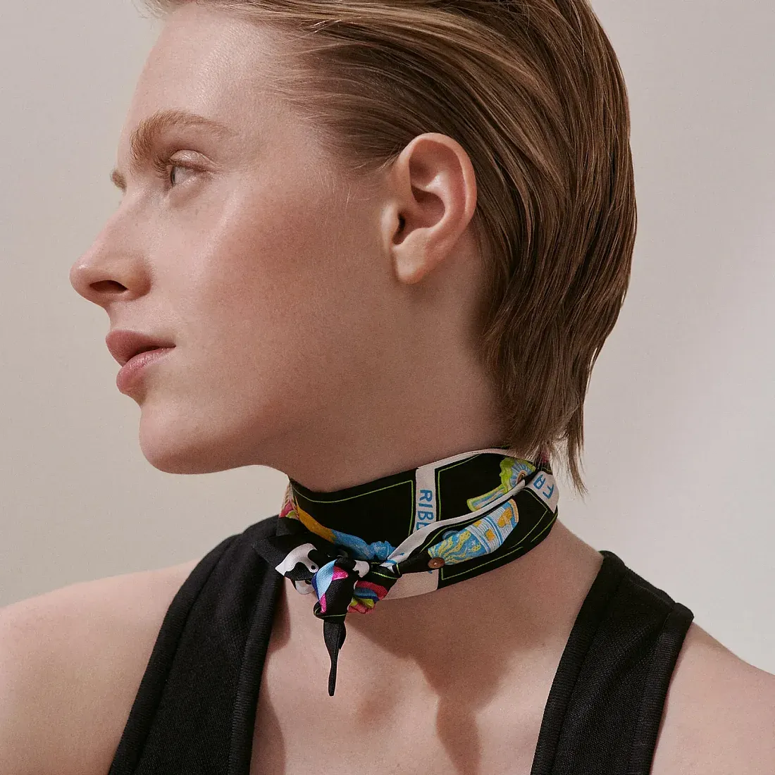 Hermès Шелковая лента Funny Ice Cream Twilly Black / Blanc / Multicolore - фото 2