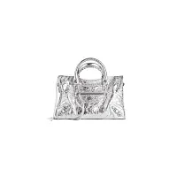 Balenciaga Сумка Hourglass Metallized маленького формата Silver - фото 1