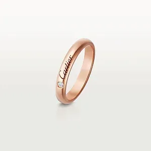 Cartier Обручальное кольцо с 1 бриллиантом C de Men 3 мм Rose Gold - фото 1