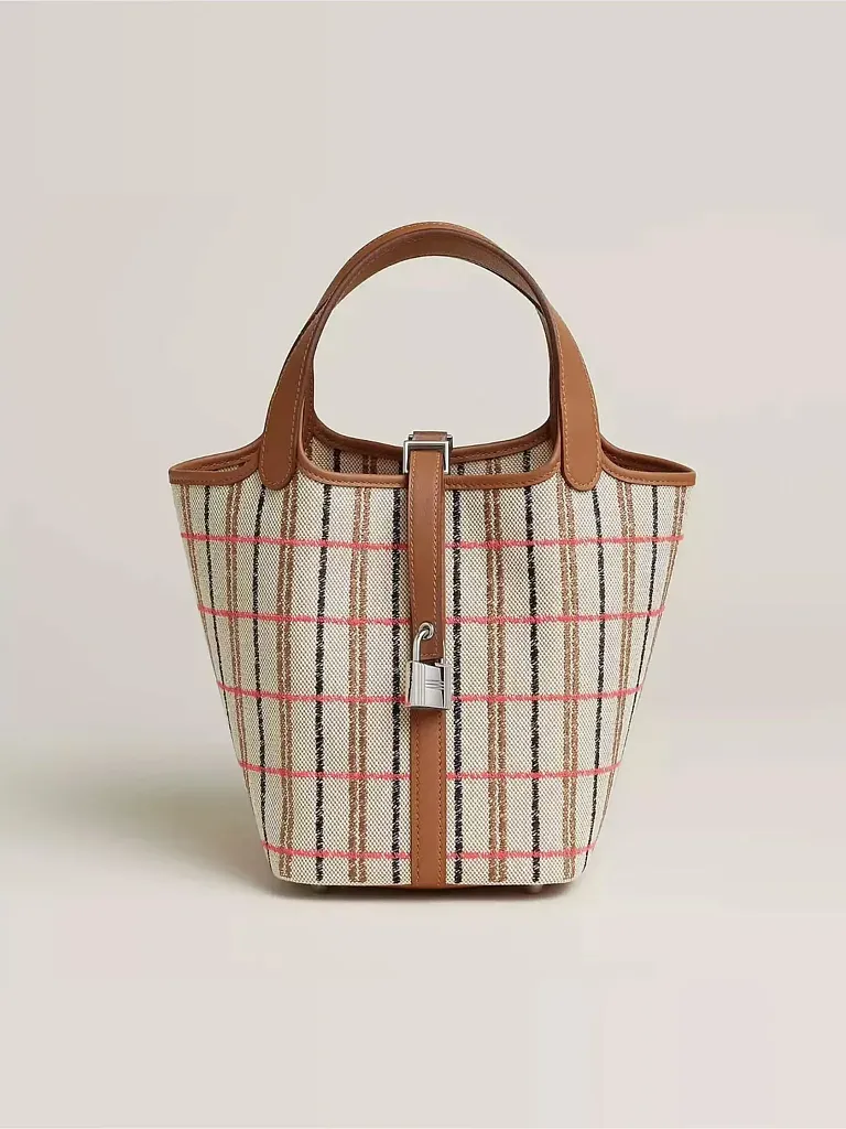 Сумка Picotin 18 Ecru Beige Fauve Rose Pop Noir Gold H Canvas Swift Palladium Hardware Hermes - фото 1