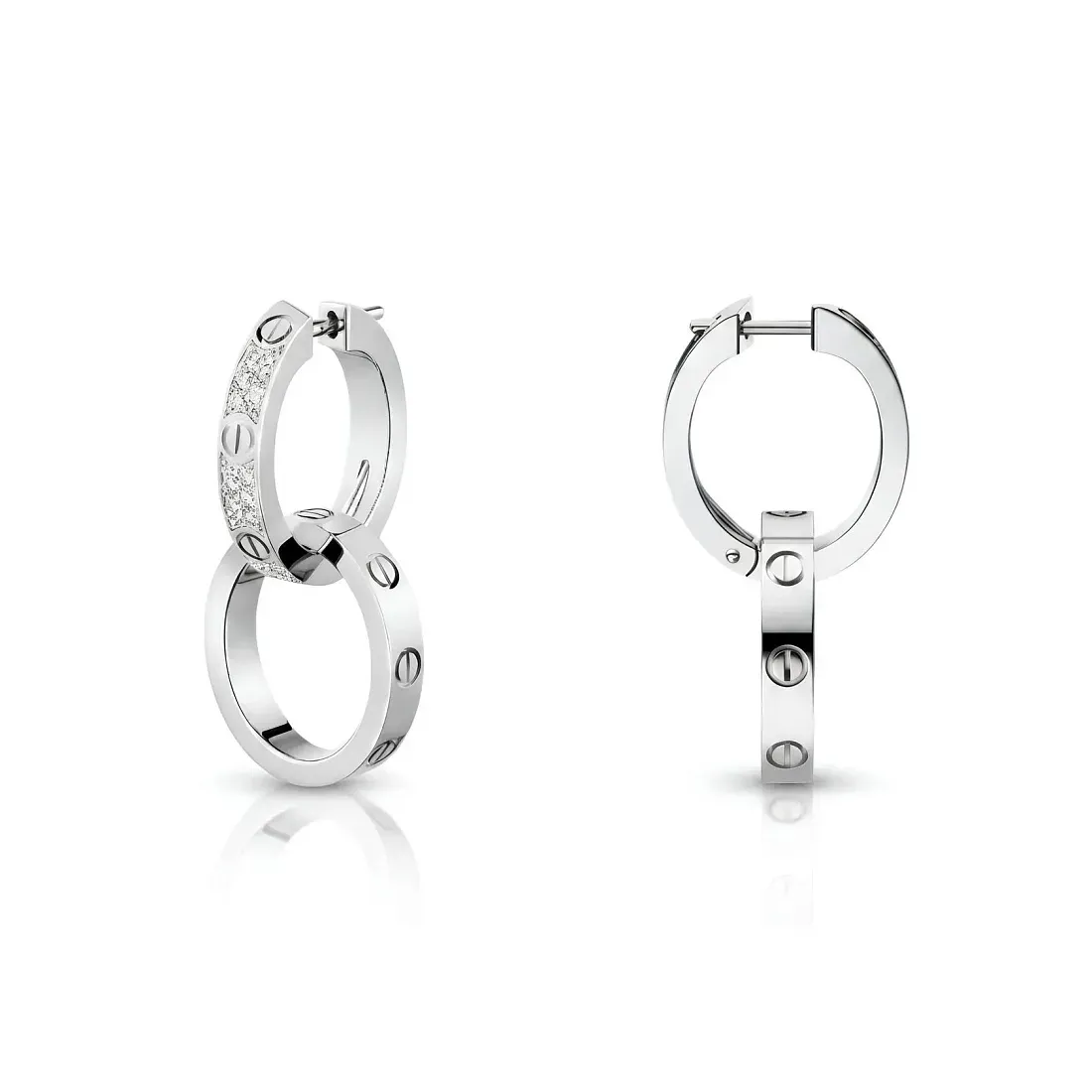 Cartier Серьги Love earrings, multiwear, half-paved White Gold - фото 4