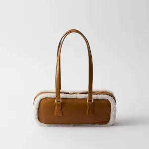 Prada Средняя сумка с двумя ручками из овчины - фото 6