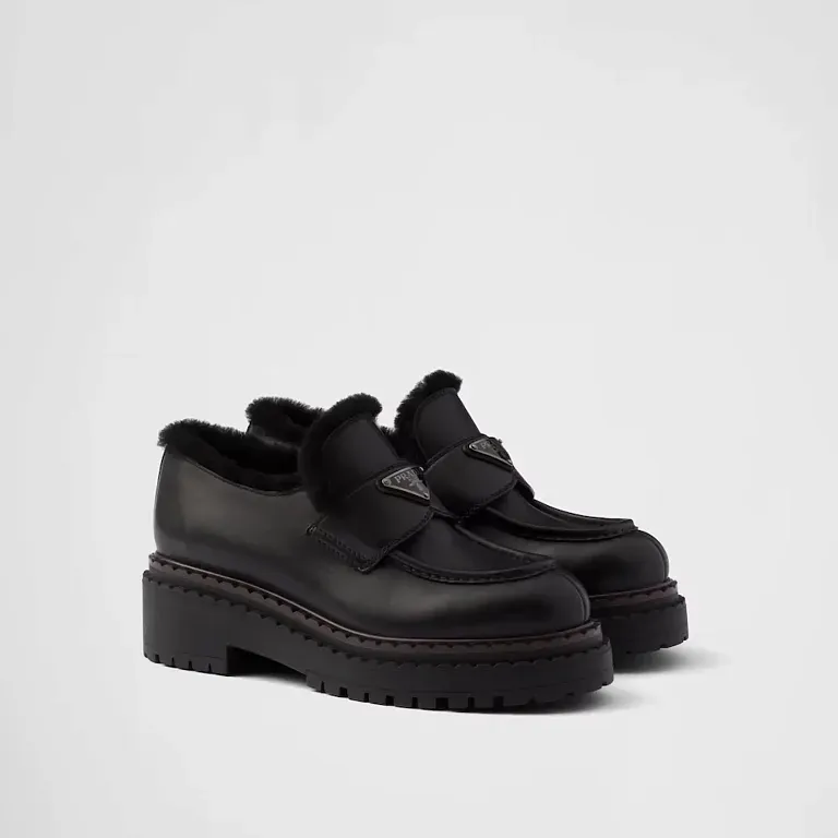 Мокасины Double Chocolate из кожи и овчины Prada - фото 1