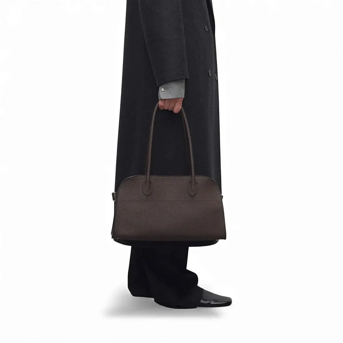 The Row Сумка Margaux Shoulder 12 Deep Brown из кожи - фото 2
