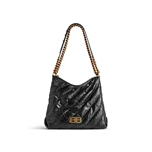 Balenciaga Сумка Crush Hobo Quilted in Black среднего формата - фото 1
