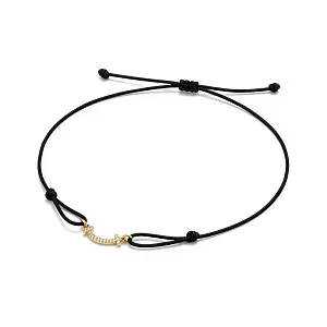 Tiffany & Co. Браслет Smile bracelet in 18-carat yellow gold on a black cord with diamonds - фото 3