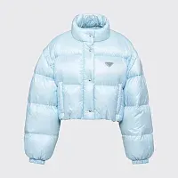 Prada Укороченный пуховик-трансформер из Re-Nylon Sky Blue - фото 1